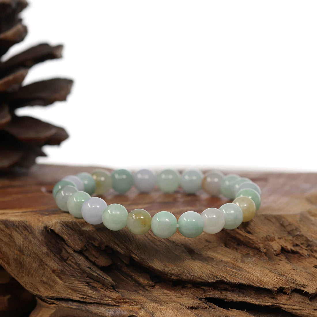 Baikalla Jewelry jade beads bracelet Genuine Jadeite Jade Round Multiple Colors Beads Bracelet (8.5 mm)