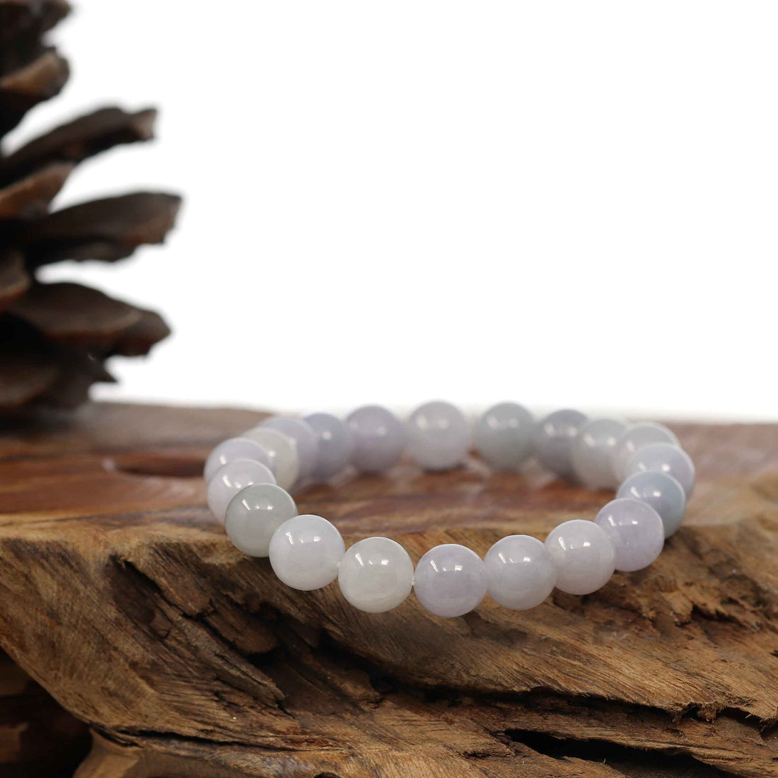 Baikalla Jewelry jade beads bracelet Natural Jadeite Jade 10 mm Round Lavender Beads Bracelet ( 9.5 mm )