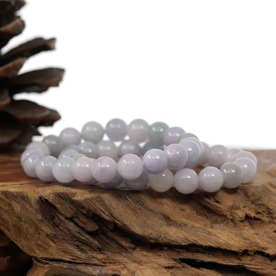 Baikalla Jewelry jade beads bracelet 6.5 inches Natural Jadeite Jade 10 mm Round Lavender Beads Bracelet ( 9.5 mm )