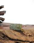 Baikalla Icy Oil-Green & Hazel "PiXiu" (Fortune Beast) Genuine Burmese Jadeite Jade Pendant W/ 18K Yellow Gold Bail