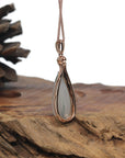 Baikalla 18K Rose Gold "Tear-Drop" Icy Blue Jadeite Jade Pendant W/ Diamonds & Imperial Jade
