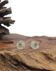 Baikalla 18K Yellow Gold "Classic Stud" Burmese Jadeite Jade Earrings W/ Imperial Jade