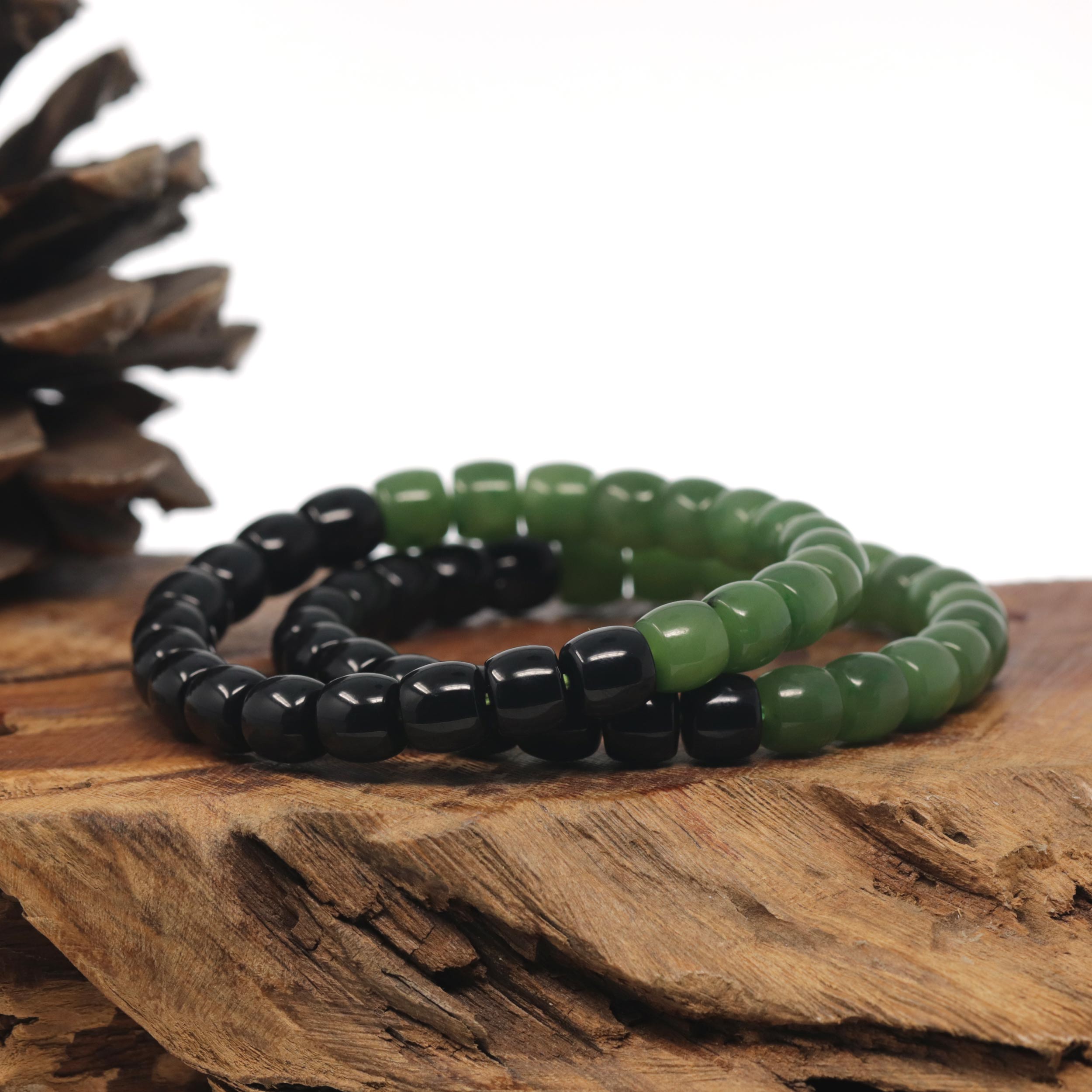 Baikalla Green Nephrite & Black Jade Beaded Bracelet – BKLA