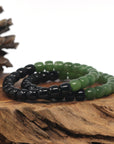 Baikalla Green Nephrite & Black Jade Beaded Bracelet