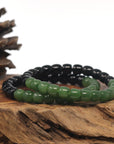 Baikalla Green Nephrite & Black Jade Beaded Bracelet