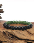 Baikalla Green Nephrite & Black Jade Beaded Bracelet