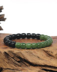 Baikalla Green Nephrite & Black Jade Beaded Bracelet