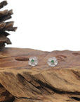 Baikalla 18K White Gold "Classic Stud" Burmese Jadeite Jade Earrings W/ Diamonds & Imperial Jade