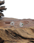 Baikalla 18K White Gold "Classic Stud" Burmese Jadeite Jade Earrings W/ Diamonds & Imperial Jade