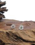 Baikalla 18K White Gold "Classic Stud" Burmese Jadeite Jade Earrings W/ Diamonds & Imperial Jade