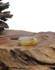 Baikalla Icy White & Yellow-Orange Burmese Jadeite Jade Traditional Ring 