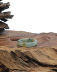Baikalla Icy Blue-Green Flower W/ Sajin (Golden Dust) Burmese Jadeite Jade Traditional Ring 