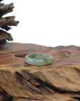 Baikalla Icy Blue-Green Flower W/ Sajin (Golden Dust) Burmese Jadeite Jade Traditional Ring 