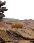 Baikalla Honey-Brown & Green Burmese Jadeite Jade Traditional Ring 