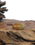 Baikalla Honey-Brown & Green Burmese Jadeite Jade Traditional Ring 