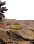 Baikalla Honey-Brown & Green Burmese Jadeite Jade Traditional Ring 
