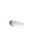 Baikalla 18K White Gold Green Imperial Jade Ring W/ Diamonds 