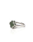 Baikalla Adjustable Sterling Silver Real Green Nephrite Jade Lucky Four Leaf Ring