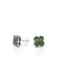 Baikalla Sterling Silver Green Nephrite Jade Lucky Four Leaf Earrings