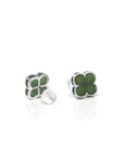 Baikalla Sterling Silver Green Nephrite Jade Lucky Four Leaf Earrings