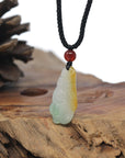 Baikalla Nine Tail Fox Burmese Icy Jadeite Jade W/ Patches of Yellow & Green Necklace
