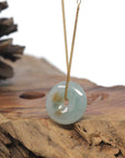 Baikalla "Ping An Kou" (Good Luck Button) Icy Green W/ SaJin "Gold Dust" Jadeite Jade Pendant