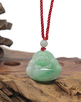 Baikalla Apple Green "Happy Buddha" Burmese Jadeite Jade Necklace