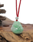 Baikalla Apple Green "Happy Buddha" Burmese Jadeite Jade Necklace