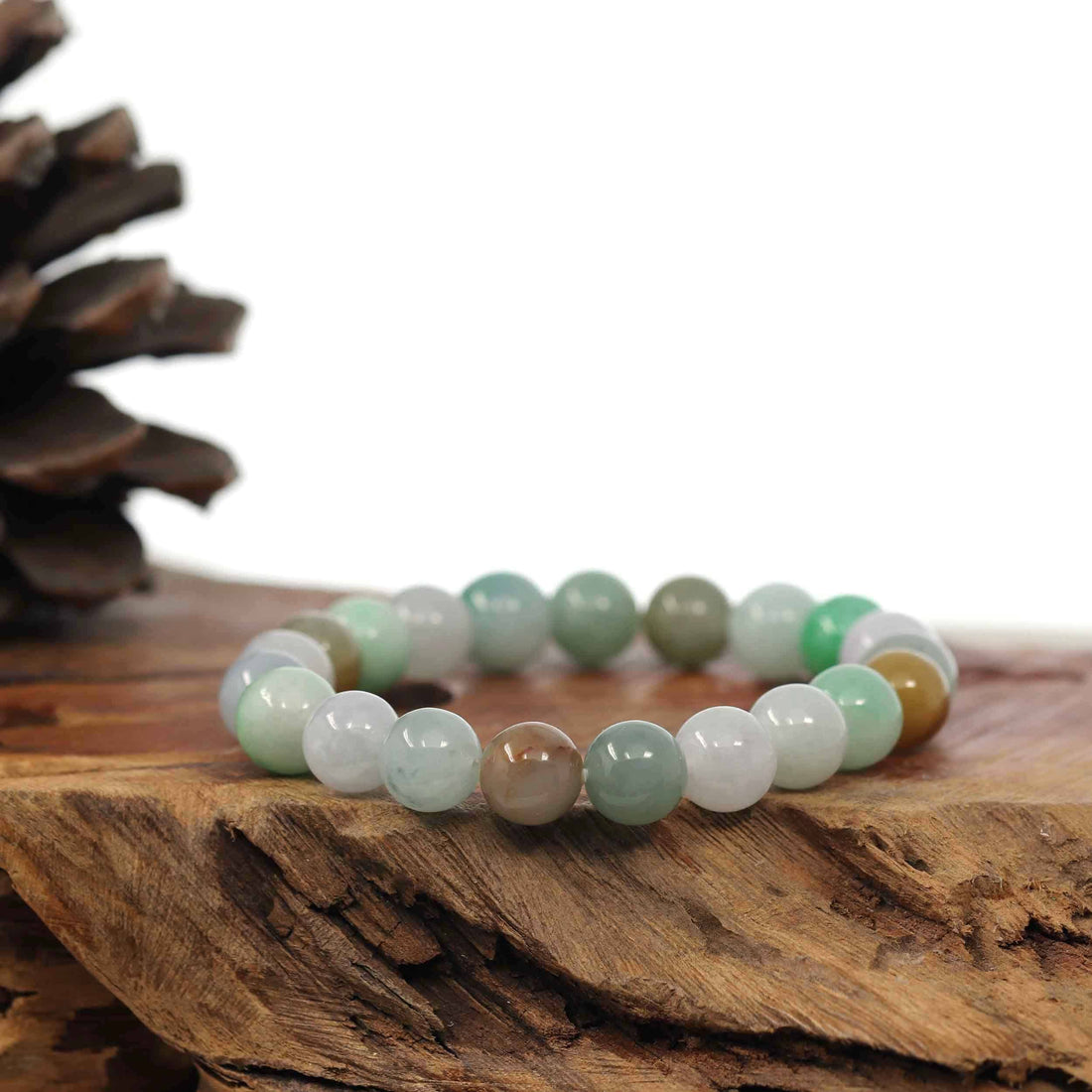Baikalla Jewelry jade beads bracelet Genuine High Jadeite Jade Round Multiple Colors Beads Bracelet ( 9.5 mm)