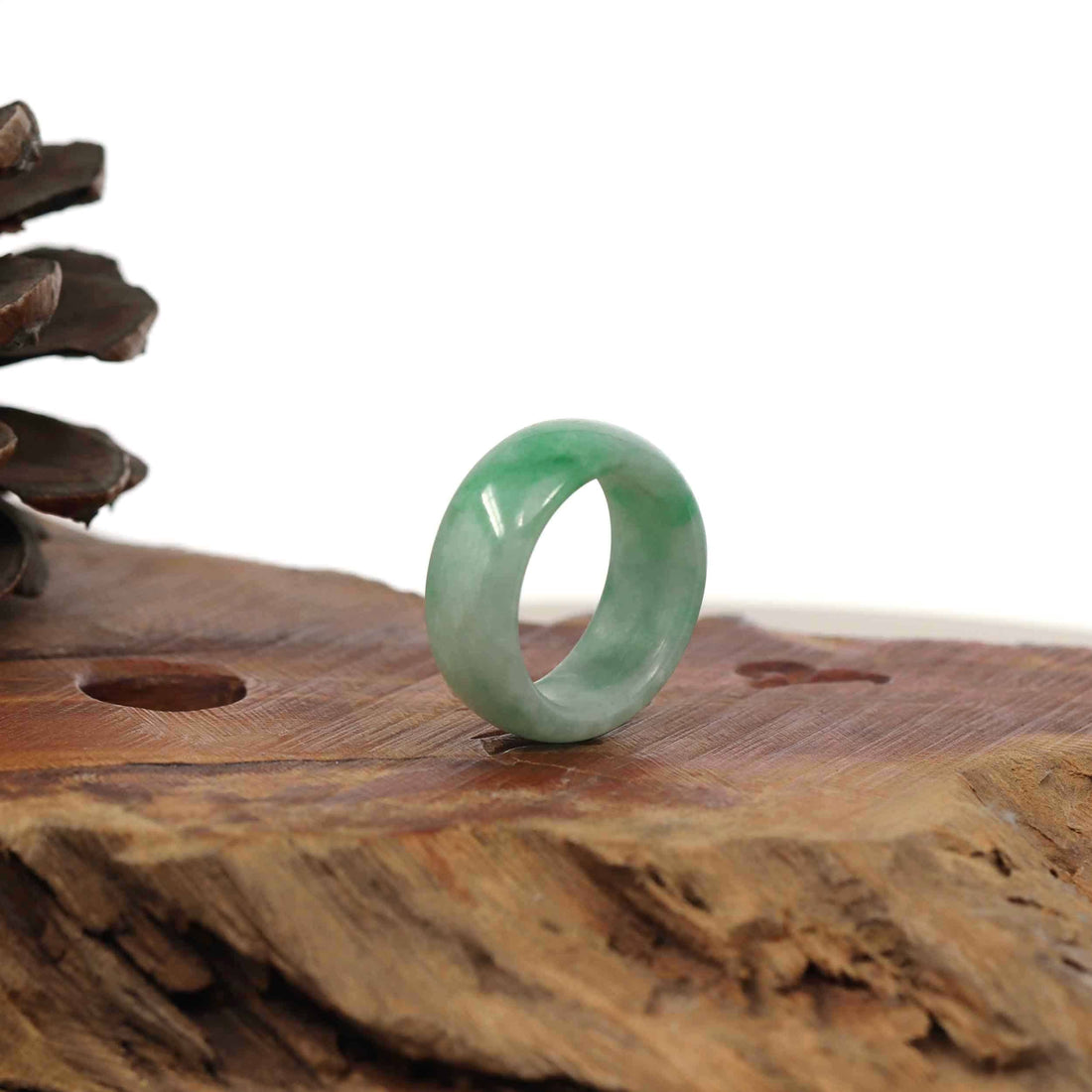 Baikalla Jewelry Jadeite Jade Bangle Bracelet Burmese Green Jadeite Jade Men's Band Ring