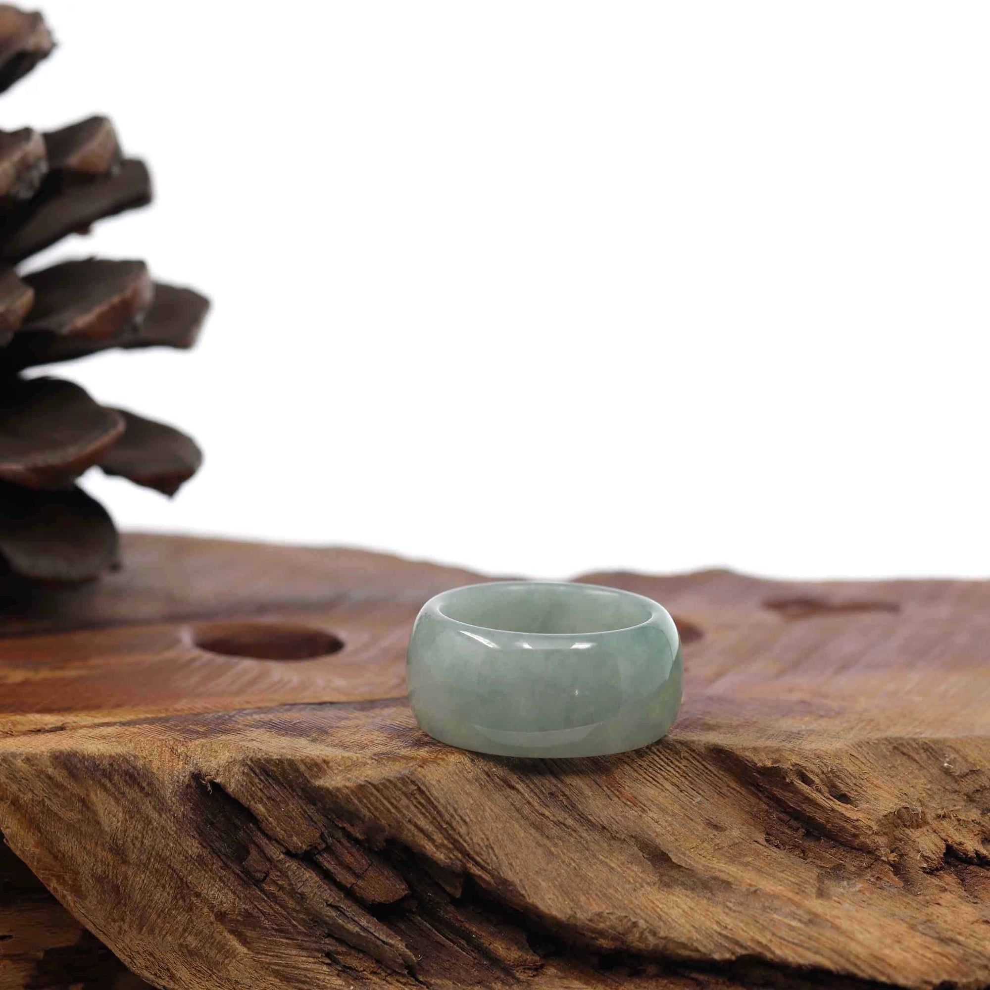 Baikalla Jewelry Jadeite Jade Bangle Bracelet Burmese Green Jadeite Jade Men's Band Ring