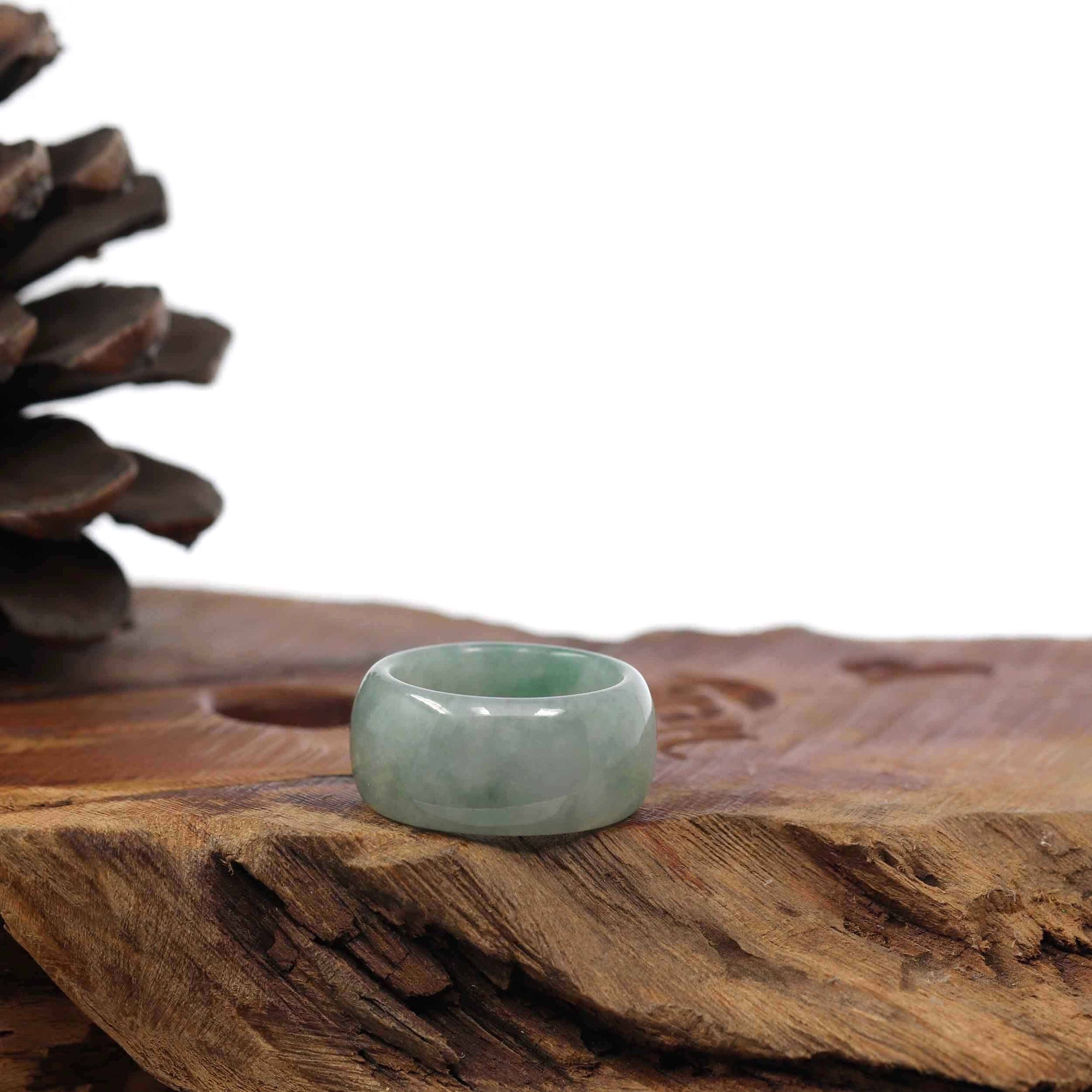 Baikalla Jewelry Jadeite Jade Bangle Bracelet Burmese Green Jadeite Jade Men's Band Ring