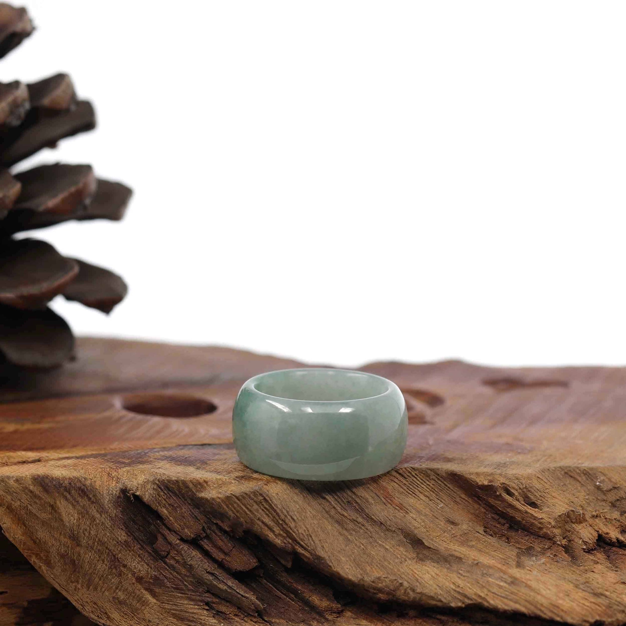 Baikalla Jewelry Jadeite Jade Bangle Bracelet Burmese Green Jadeite Jade Men's Band Ring