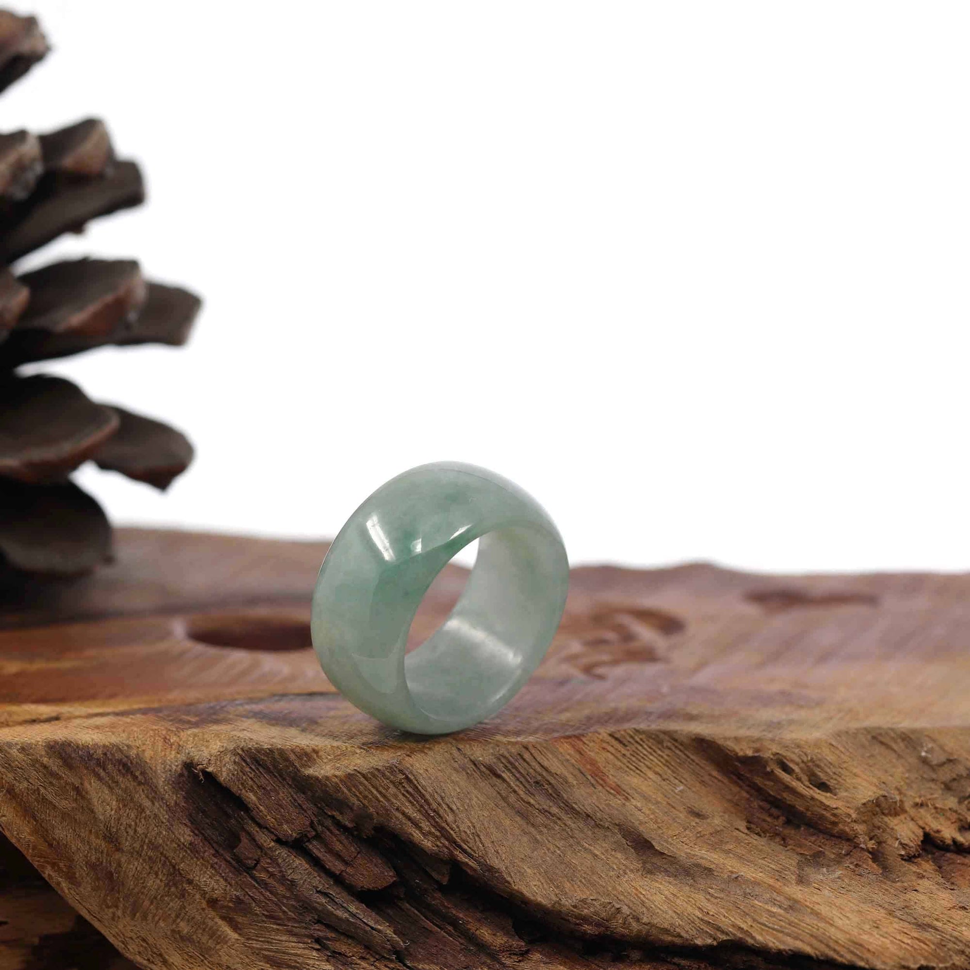 Baikalla Jewelry Jadeite Jade Bangle Bracelet Burmese Green Jadeite Jade Men's Band Ring