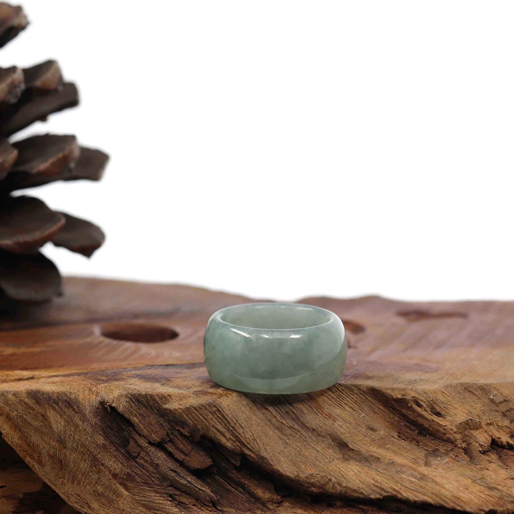 Baikalla Jewelry Jadeite Jade Bangle Bracelet Genuine Burmese Blue-green Jadeite Jade Men's Band Ring