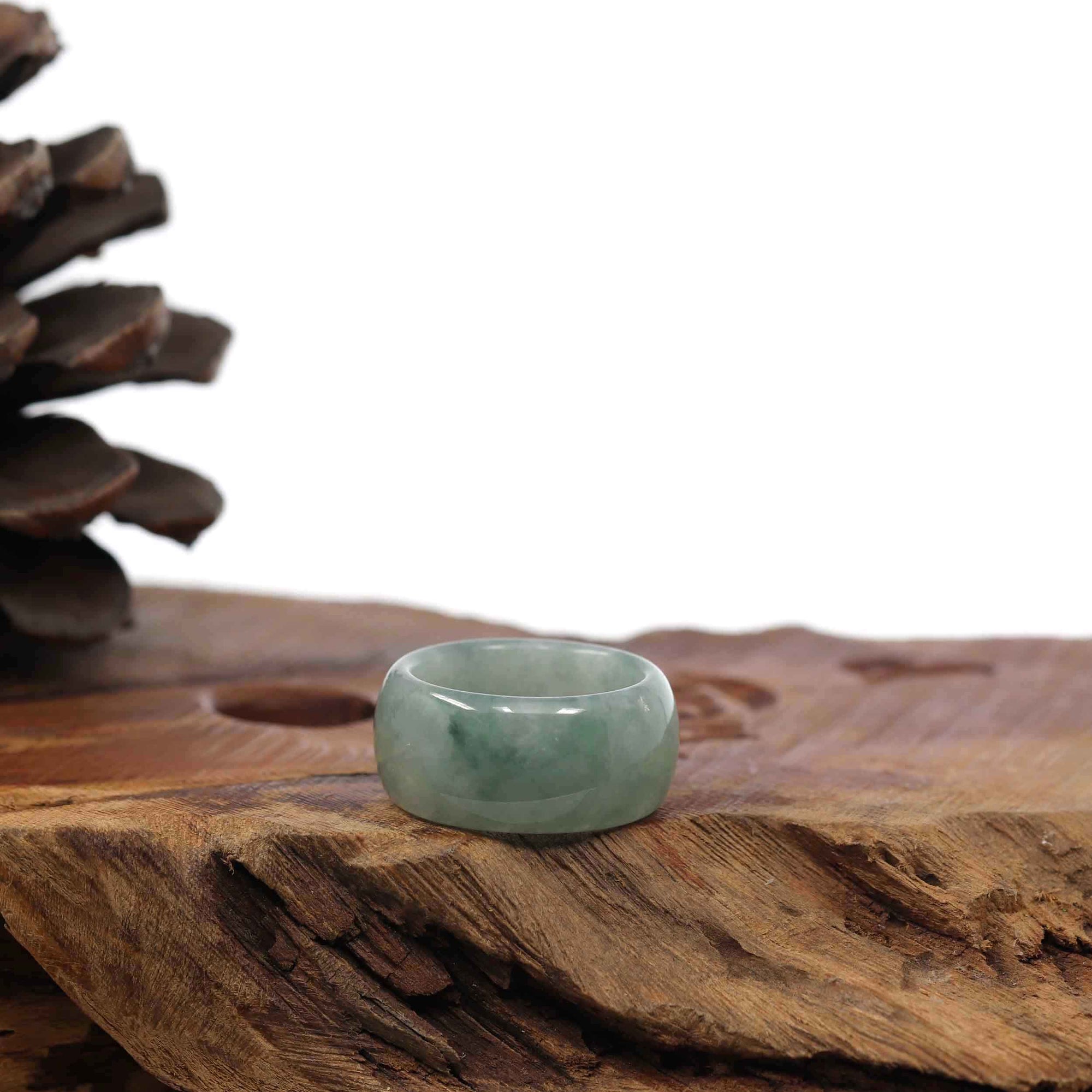 Baikalla Jewelry Jadeite Jade Bangle Bracelet 10 Genuine Burmese Blue-green Jadeite Jade Men's Band Ring