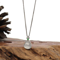 Baikalla Jewelry Jadeite Engagement Ring Baikalla "Hulu" 18k White Gold Natural Ice Jadeite Jade Pendant W/ Diamonds