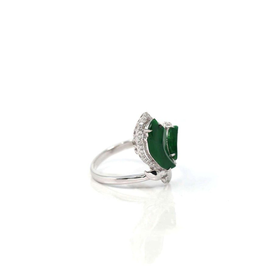 Baikalla Jewelry Jadeite Engagement Ring Baikalla 18k White Gold Natural Imperial Green Jadeite Jade Engagement Ring With Diamonds