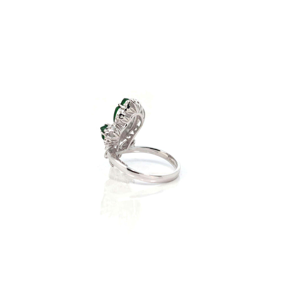 Baikalla Jewelry Jadeite Engagement Ring Copy of Baikalla 18k White Gold Natural Imperial Green Jadeite Jade Engagement Ring With Diamonds