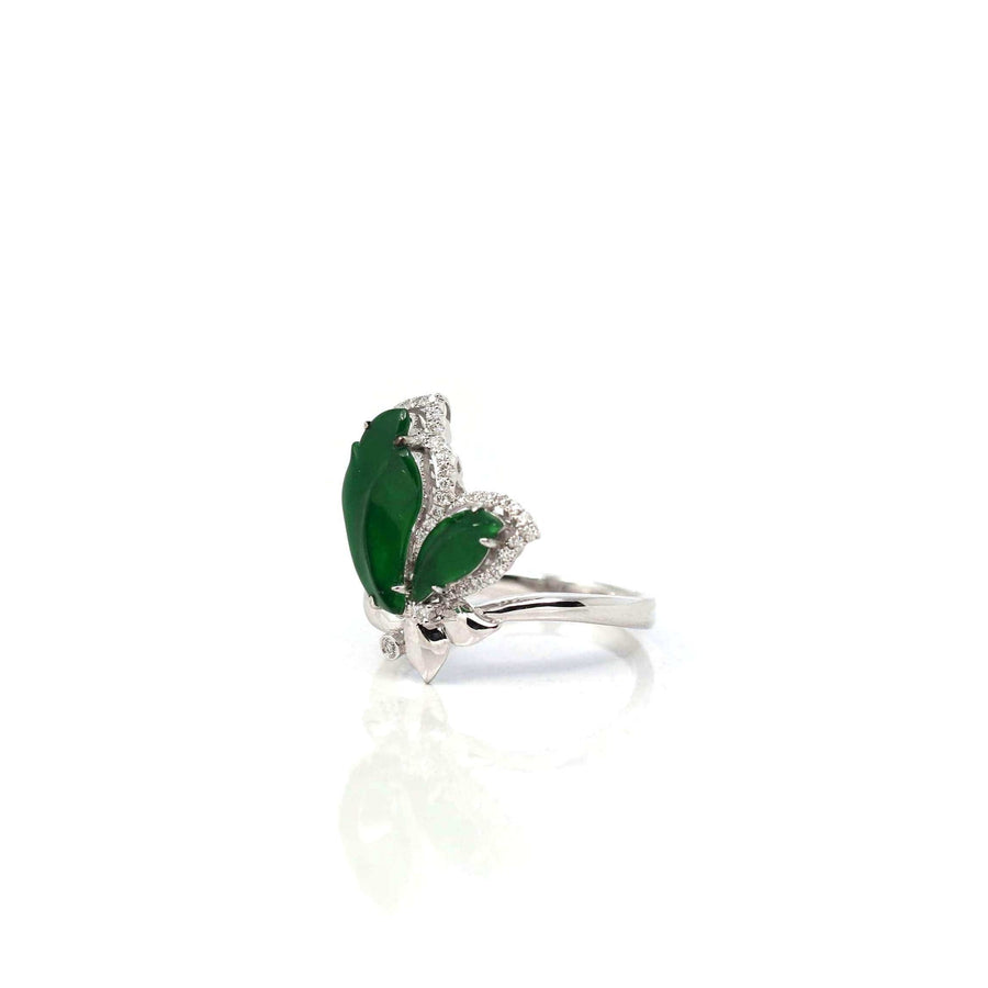 Baikalla Jewelry Jadeite Engagement Ring Copy of Baikalla 18k White Gold Natural Imperial Green Jadeite Jade Engagement Ring With Diamonds