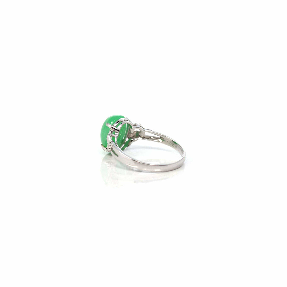 Baikalla Jewelry Jadeite Engagement Ring Copy of 18k White Gold Natural Imperial Green Jadeite Jade Engagement Ring With Diamonds