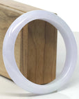Baikalla Lavender & White "Half-Round" Jadeite Jade Bangle Bracelet (59.7mm) 