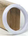 Baikalla Lavender & White "Half-Round" Jadeite Jade Bangle Bracelet (59.7mm) 