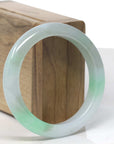 Baikalla Icy Apple Green "Half-Round" Jadeite Jade Bangle Bracelet (55mm) 