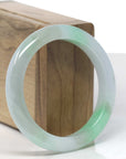 Baikalla Icy Apple Green "Half-Round" Jadeite Jade Bangle Bracelet (55mm) 