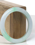 Baikalla Icy Apple Green "Half-Round" Jadeite Jade Bangle Bracelet (55mm) 