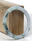 Baikalla Icy Green W/ Blue-Green Flowers "Traditional Full-Round" Jadeite Jade Bangle Bracelet (56.2mm) 