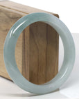 Baikalla Icy Oil-Green & White Jadeite Jade "Half Round" Bangle Bracelet (58mm) 