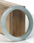 Baikalla Icy Oil-Green & White Jadeite Jade "Half Round" Bangle Bracelet (58mm) 