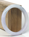 Baikalla Light Lavender & Green Jadeite Jade "Half Round" Bangle Bracelet (59.7mm) 